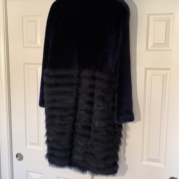 Full Length• Royal Blue•Lamb and Rabbit Fur Coat• Tory Burch - Picture 5 of 13
